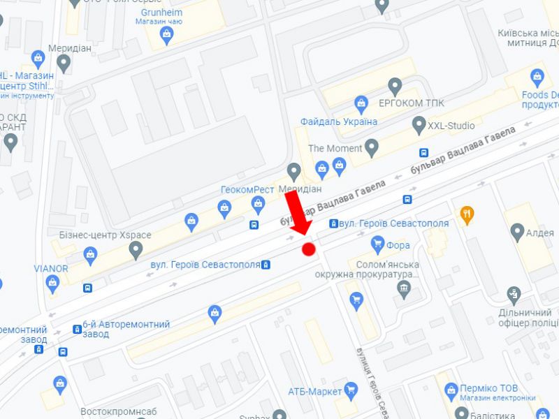 Ролер/Призматрон, Київ, Гавела (кол. Лепсе) бул., 31 - Героїв Севастополя вул., 1