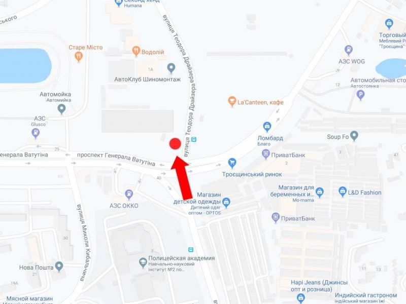 Билборд/Щит, Киев, Шухевича пр. (колиш. Ватутіна пр.) - вул. Драйзера, на світлофорі, біля ринку "Троєщина", в сторону вул. Маяковського, ст.м. "Почайна"