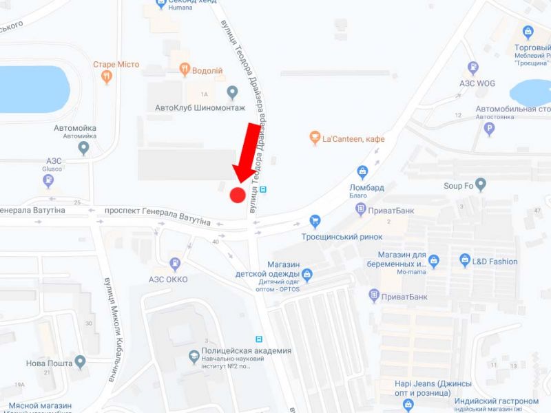 Led екран/Відеоборд, Київ, Шухевича пр. (колиш. Ватутіна пр.) - Драйзера вул., на світлофорі, біля ринку "Троєщина", в сторону вул. Братиславської