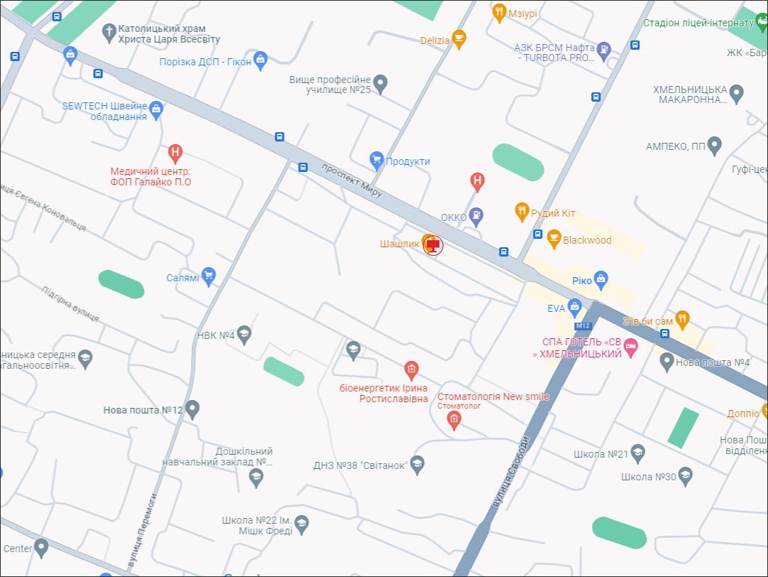 Билборд/Щит, Хмельницкий, Миру пр. 66 (навпроти азс ОККО, Досааф)