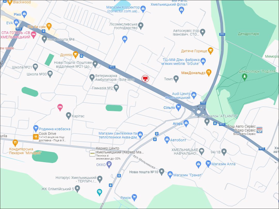 Билборд/Щит, Хмельницкий, Миру пр. 95 (спрортклуб Літіум, навпроти с-т Сільпо)