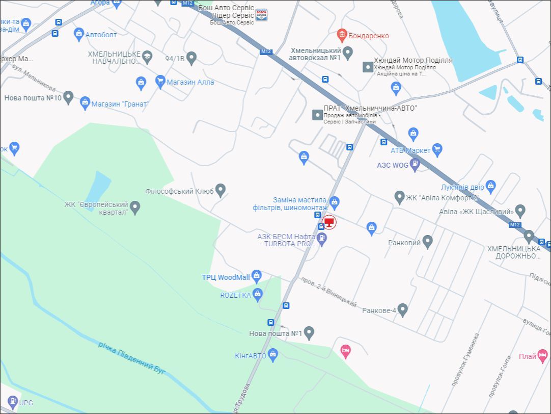 Билборд/Щит, Хмельницкий, Трудова вул., АЗК "БРСМ", ринок автозапчастин
