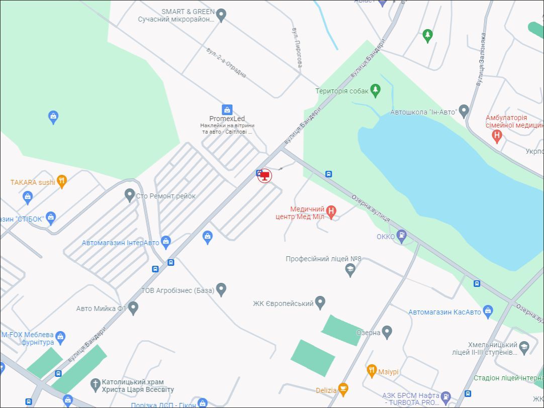 Билборд/Щит, Хмельницкий, Бандери вул. - Озерна вул., зупинка "АЗС"