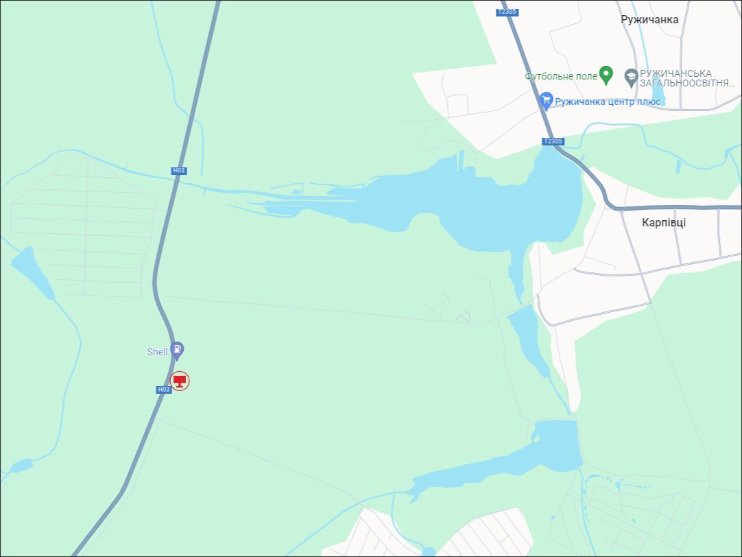 Билборд/Щит, Хмельницкий, Траса Житомир - Чернівці Н-03, в'їзд у Хмельницький, АЗС "Shell", з боку Чернівців