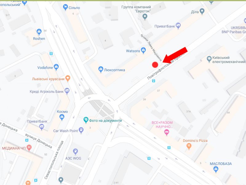 Скролл/Ситиборд, Киев, Повітрофлотський пр., 44 в сторону пл. Севастопольської