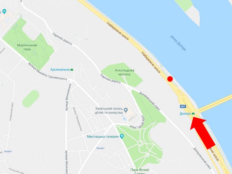 Скрол/Сітіборд, Київ, Набережне шосе вул., 300 м. від ст.м. "Дніпро", в бік Подолу