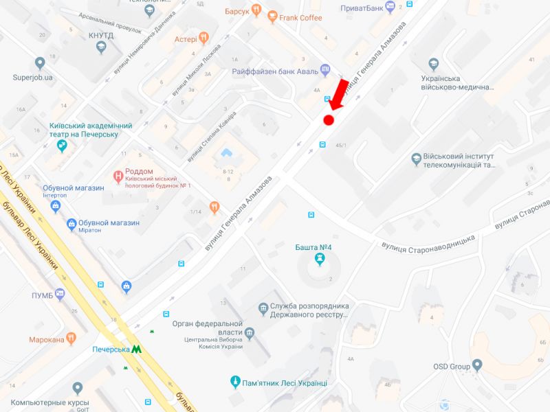Скрол/Сітілайт, Київ, Алмазова вул. (колиш. Кутузова вул.), 4а, в сторону м. Печерська, роздільник