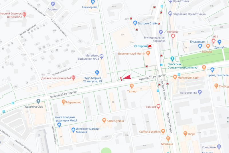 Білборд/Щит, Харків, 23 Серпня вул., 33-а - Низова вул., з центру