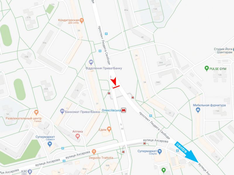 Билборд/Щит, Харьков, Людвіга Свободи пр-т (навпроти б. № 34), в центр