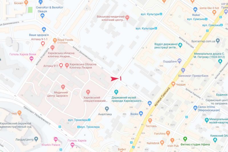 Беклайт, Харьков, Трінклера вул. - Данилевського вул., в центр