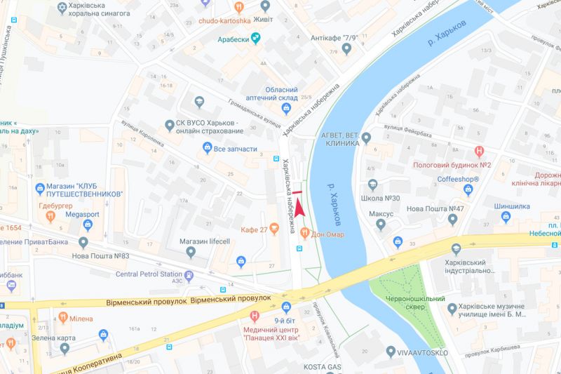 Беклайт, Харьков, Харківська набережна, 2-а - Миколаївська (Короленка) вул., з центру