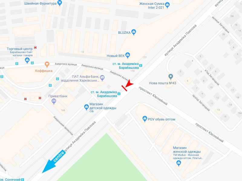 Реклама на остановках, Харьков, Академіка Павлова вул., 165-В (зупинка ст. м. Академіка Барабашова), в центр