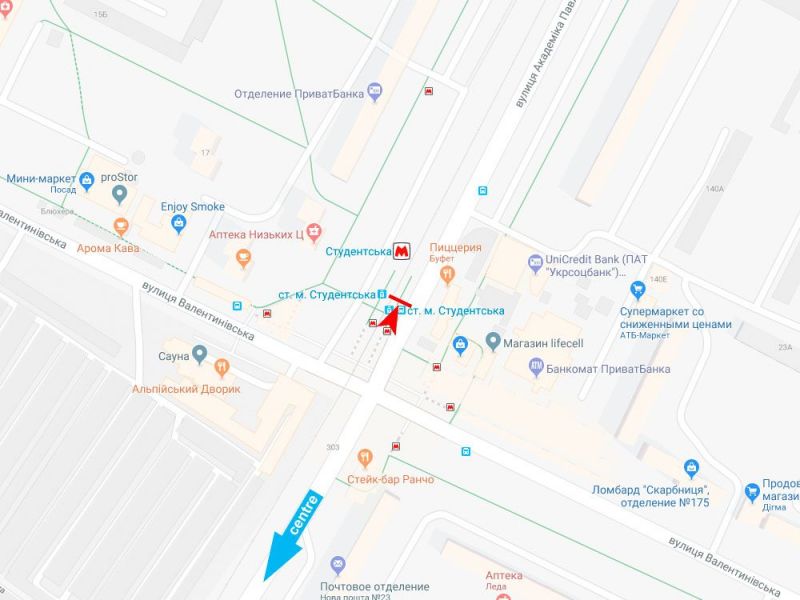 Реклама на остановках, Харьков, Академіка Павлова вул., 307 (зупинка ст. м. Студентська), з центру