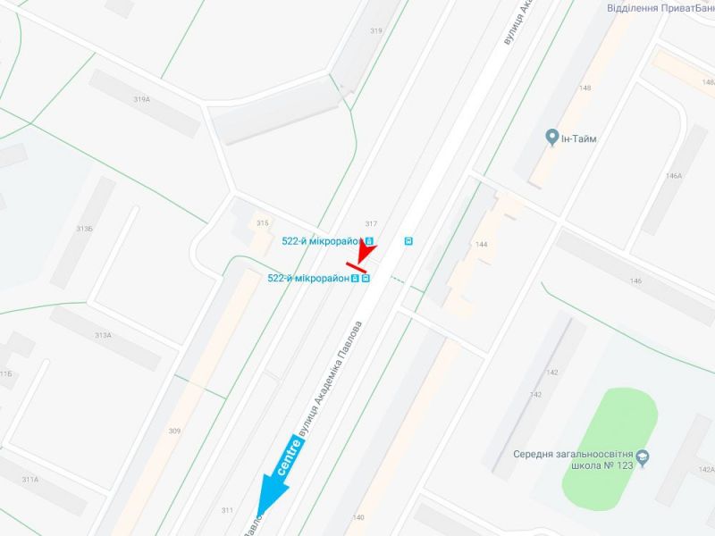 Реклама на остановках, Харьков, Академіка Павлова вул., 317 (зупинка 522й м-р), в центр