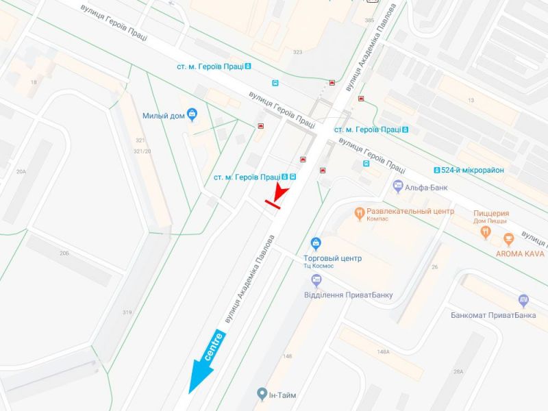 Реклама на остановках, Харьков, Академіка Павлова вул. (навпроти будинку № 150) (зупинка ст. м. Салтівська (Героїв Праці)), в центр
