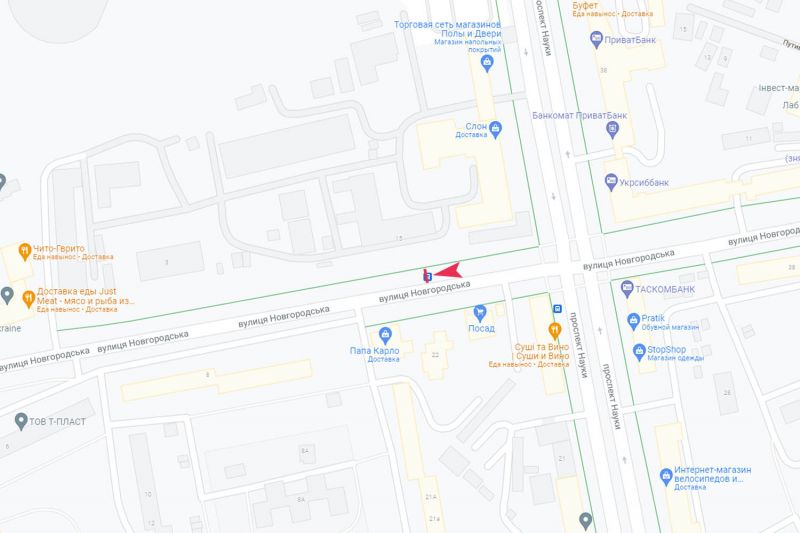 Реклама на остановках, Харьков, Європейська (Новгородська) вул. - Науки просп., 25