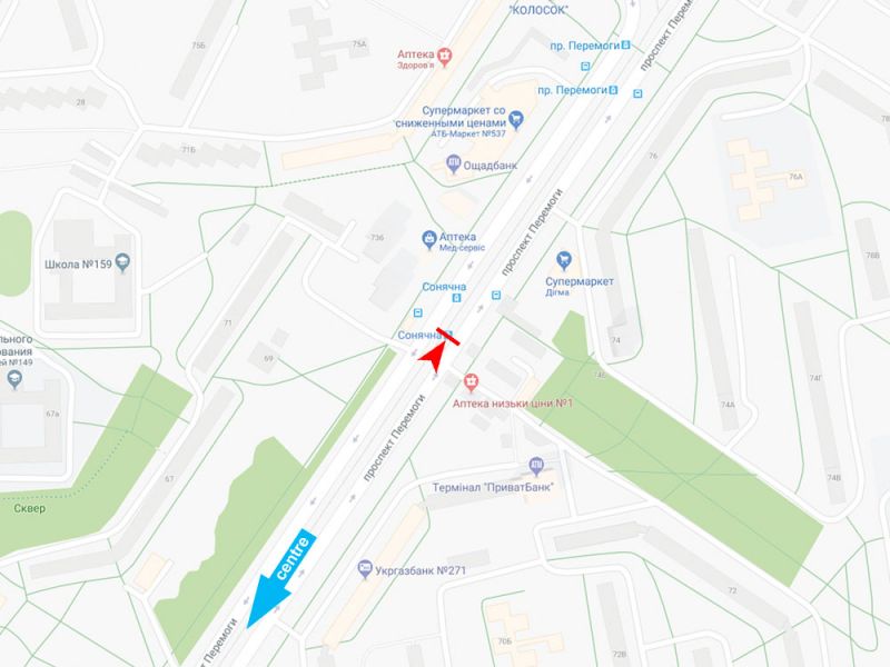 Реклама на остановках, Харьков, Перемоги пр-т, 74 (зупинка Сонячна)