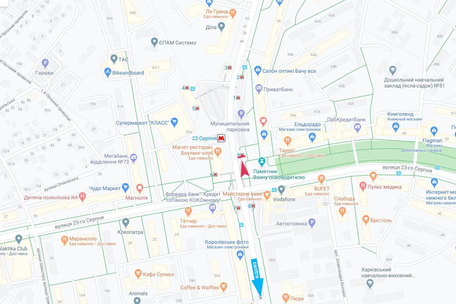 Led екран/Відеоборд, Харків, Науки пр-т - 23 Серпня вул., м. 23 Серпня (Супермаркет "КЛАС", ТЦ "Рух", сквер "Солдат", ринок "Павлове Поле", к-т "Довженка"), з центру