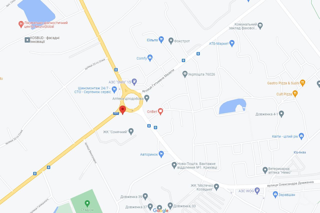 Билборд/Щит, Ивано-Франковск, Мазепи, Довженка, Мазепи - Драгомирчани