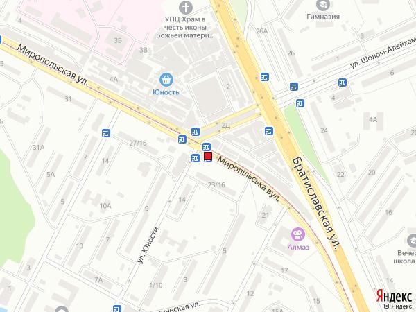 Реклама на остановках, Киев, Миропільська, 23, Зуп. "Вул. Юності"