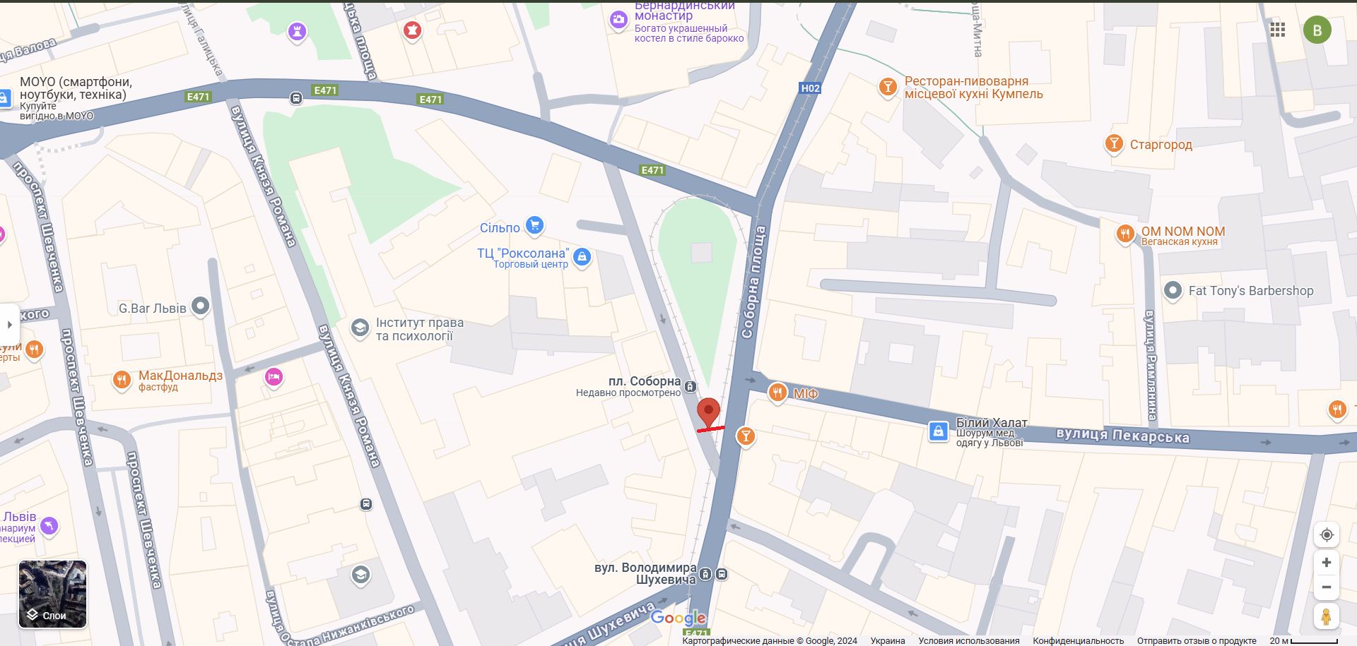 Реклама на остановках, Львов, Площа Соборна (Зупинка «Площа Соборна»)