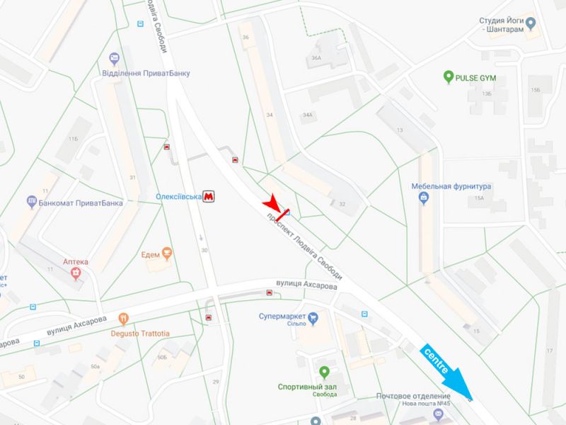 Реклама на остановках, Харьков, Людвіга Свободи пр., 34 (зупинка ст.м. Олексіївська)