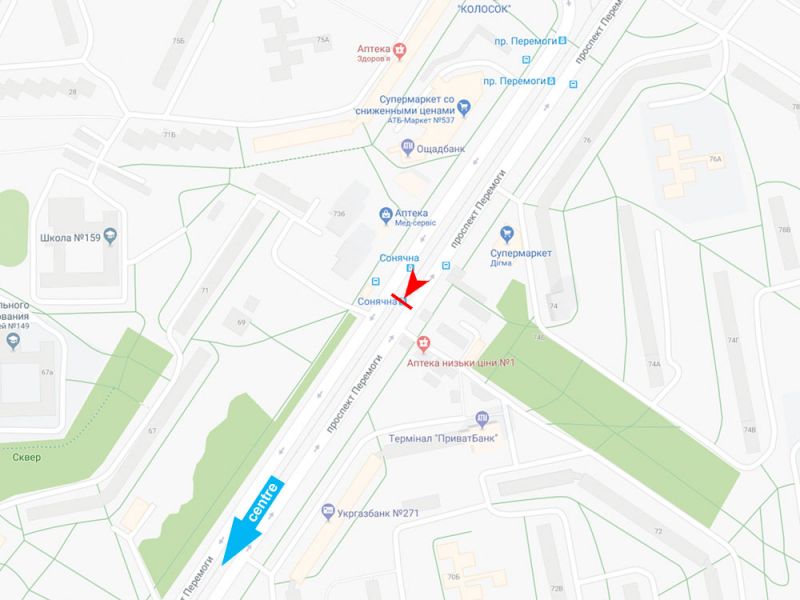 Реклама на остановках, Харьков, Перемоги пр-т, 74 (зупинка Сонячна)