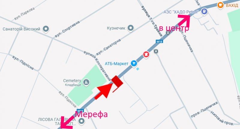 Білборд/Щит, Харків, сел. Високий-вул. Ощепкова-вул. Кооперативна-біля маркету АТБ-у бік Харкова