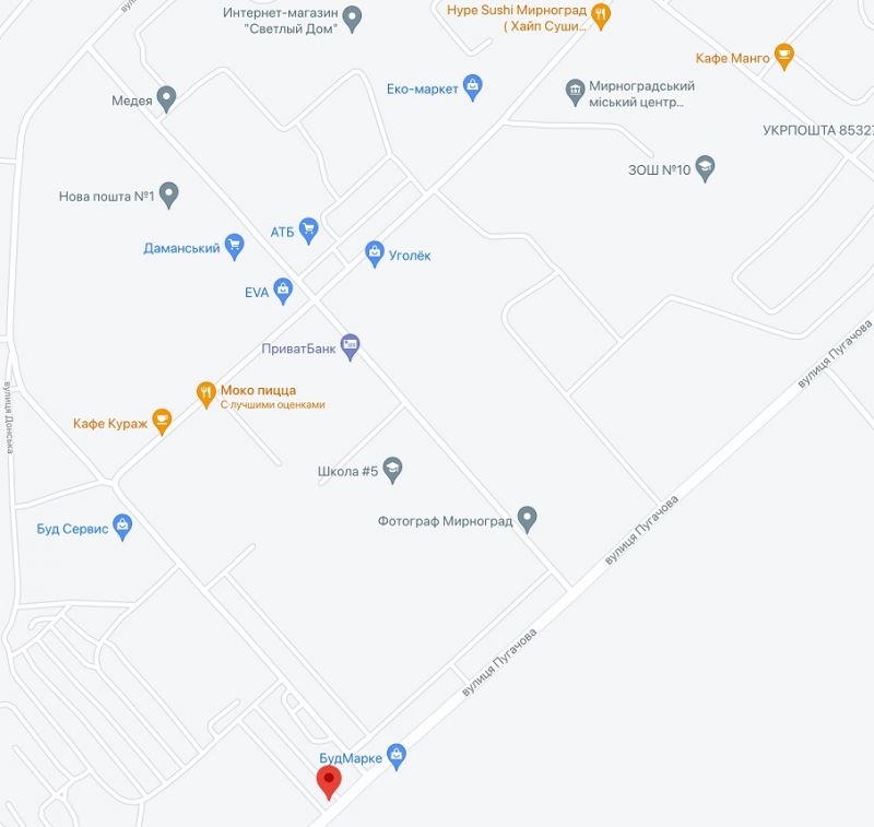 Билборд/Щит, Димитров/Мирноград, вул.Пугачова при в'їзді до м-ну "Молодіжний"