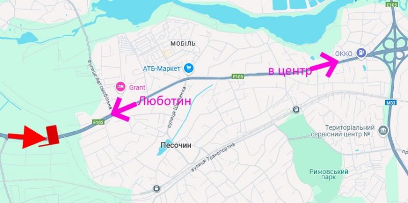 Білборд/Щит, Траси, Естакада-сел.Пісочин-в'їзд у місто