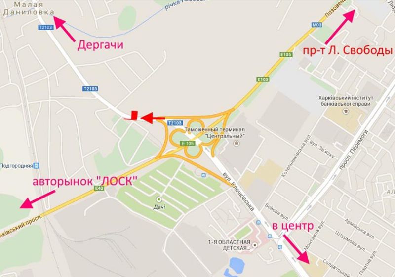Білборд/Щит, Харків, Клочківська -розв'язка з кільцевою (2) виїзд із Харкова у бік Дергачів