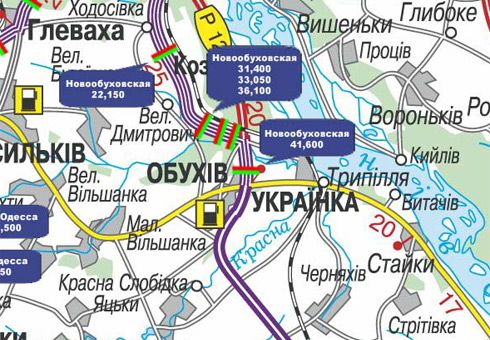 Арка/Реклама на мостах, Трассы, Траса Н-01, Нова Обухівська, 41,600
