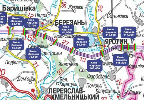 Арка/Реклама на мостах, Траси, Траса M-03, Київ - Харків, 89,900