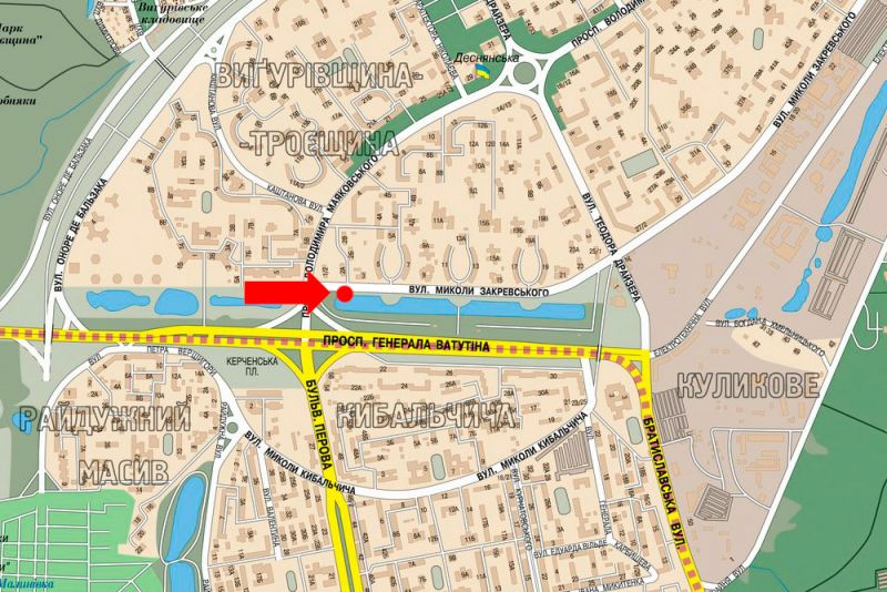 Білборд/Щит, Київ, Закревського вул., 2А, в бік Драйзера вул.