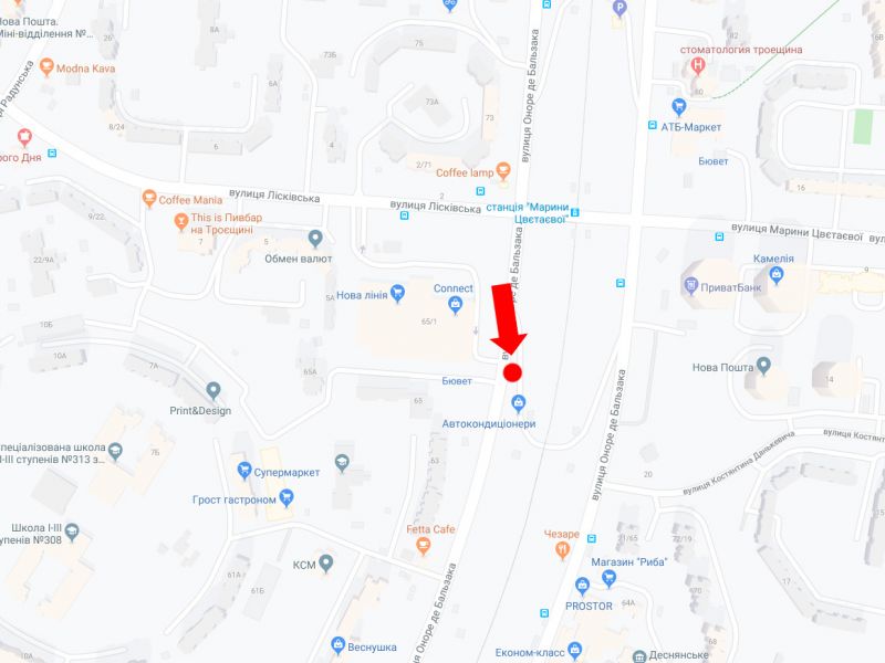 Билборд/Щит, Киев, Бальзака вул., 65, в бік Гроднинської вул.