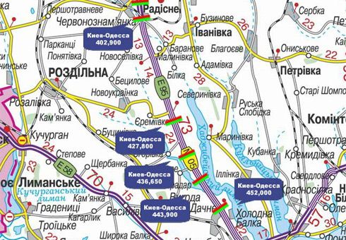Арка/Реклама на мостах, Траси, Траса M-05, Київ-Одеса, 427,800