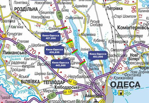 Арка/Реклама на мостах, Траси, Траса M-05, Київ-Одеса, 443,900
