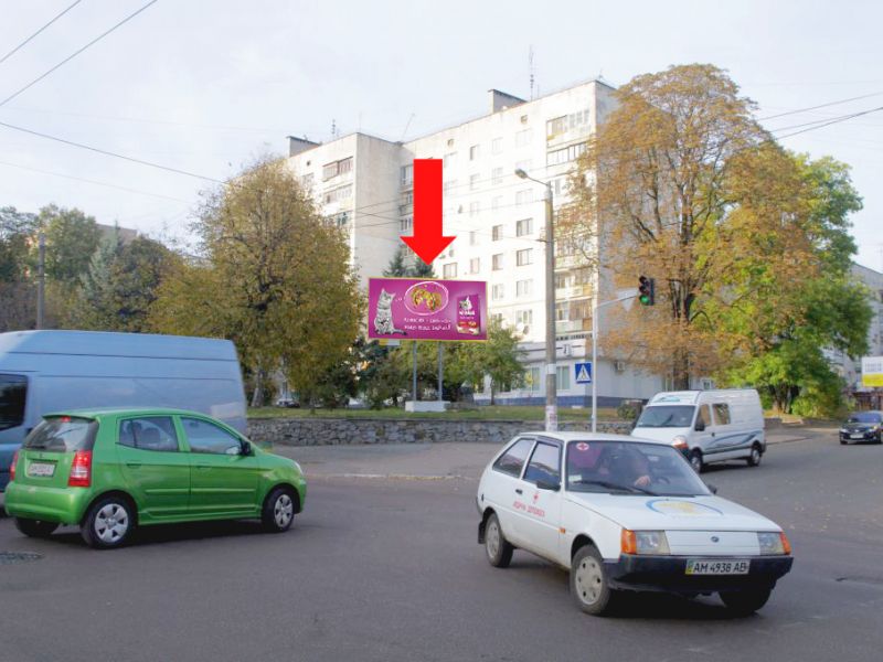 Билборд/Щит, Житомир, Бердичівська вул., 83 / Гагаріна вул., на світлофорі, в центр