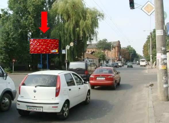 Билборд/Щит, Житомир, Грушевського вул. (кол. Котовського вул.) / Хлібна вул., 31, в центр