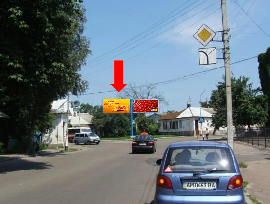 Білборд/Щит, Житомир, Хлібна вул. / Дмитрівська вул., біля музею Корольова, ліва