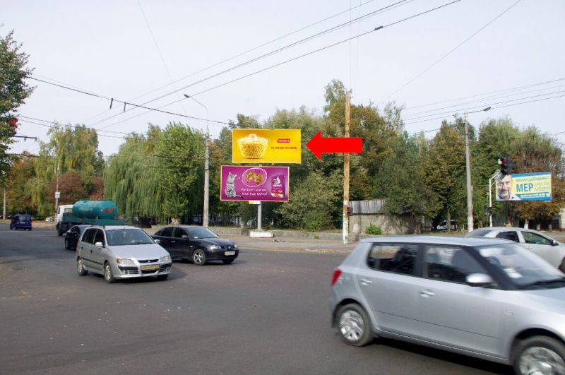 Білборд/Щит, Житомир, Грушевського вул. (кол. Котовського вул.) / Східна вул., біля ТРЦ "Глобал", супермаркетів "Comfy", "Фокстрот", "Караван", верхня