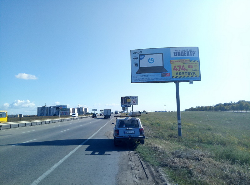 Билборд/Щит, Трассы, Овідіопольська дорога (10+640км) від розв'язки на Овідіополь к промринку 7км, к Епіцентру,  в місто