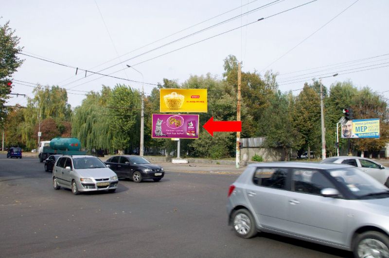 Білборд/Щит, Житомир, Грушевського вул. (кол. Котовського вул.) / Східна вул., біля ТРЦ "Глобал", супермаркетів "Comfy", "Фокстрот", "Караван", нижня