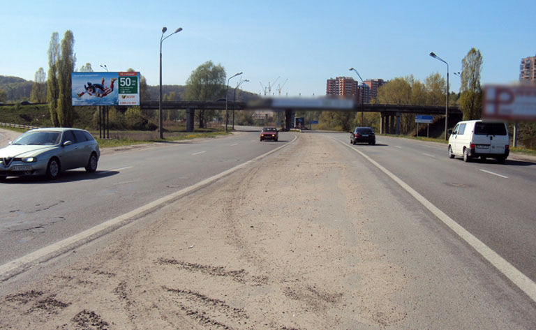 Билборд/Щит, Киев, Обухів / паперовий комбінат (В)/правіше - в*їзд в місто, прямо на Кагарлик,Сміла,на ліво - на Українку,Трипілья