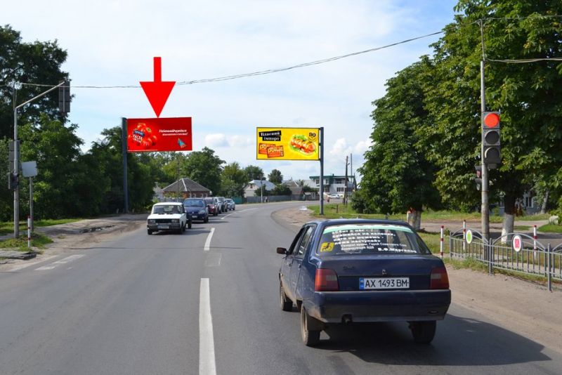 Білборд/Щит, Мерефа, Мерефа-вул. Дніпровська-вул. Воровського-прапорець №1-у бік сел. Селекційне