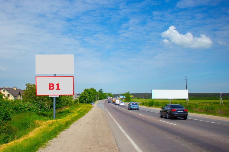 Билборд/Щит, Трассы, М-10 Західний обхід м. Львова , км 3+400, праворуч, Рудно 3 км, в сторону Рясне (нижній)