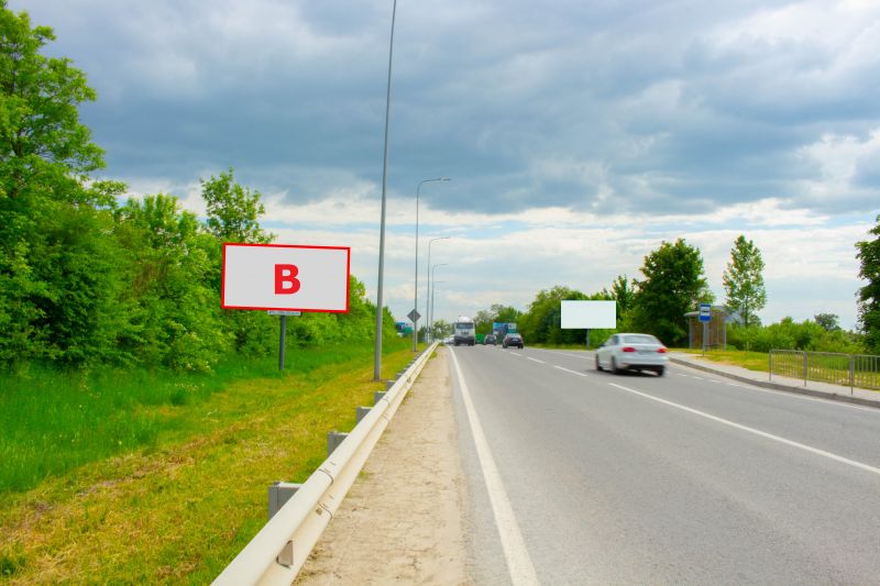 Білборд/Щит, Траси, Т-14-16 Львів-Пустомити-Меденичі, км. 15+880, ліворуч, виїз зі Львова за с. Наварія рух в напрямку м. Пустомити