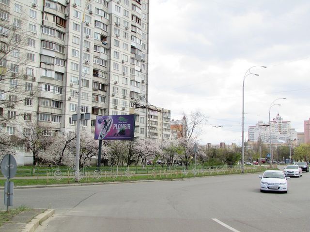 Білборд/Щит, Київ, Героїв Дніпра вул. - Зої Гайдай вул., 12/10 (оптика Fielmann, Приватбанк, Еко-маркет, Укрсиббанк), в напрямку станції метро Мінська