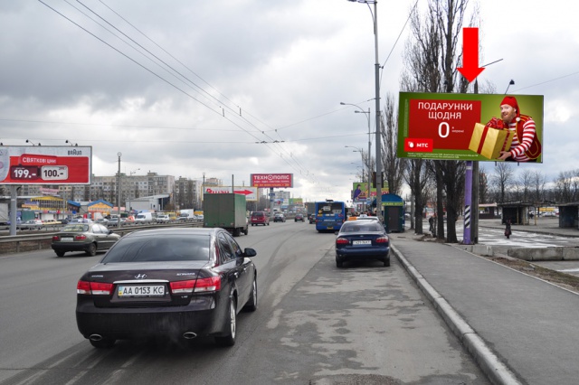 Білборд/Щит, Київ, Кольцевая дорога, перед  ТЦ  "Ашан", "Технополис", в сторону Одесской пл.