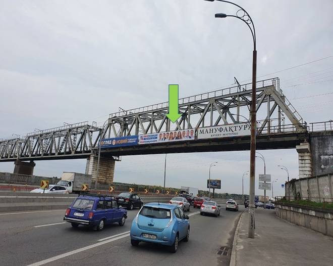 Арка/Реклама на мостах, Киев, ул. Набережно-Рыбальская, поворот на ул. Электриков, центральный